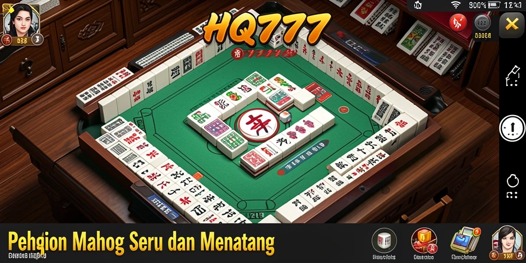 Tampilan gameplay seru dalam HQ777 dengan grafis Mahjong yang memukau.