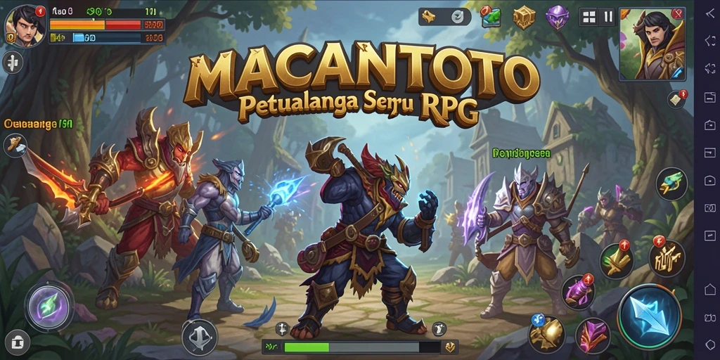 Tampilan gameplay seru dalam petualangan RPG MACANTOTO.