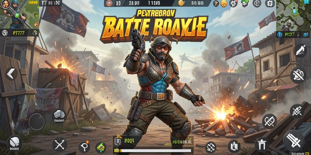 Tangkapan layar PT777 menunjukkan intensitas pertarungan dalam arena Battle Royale.