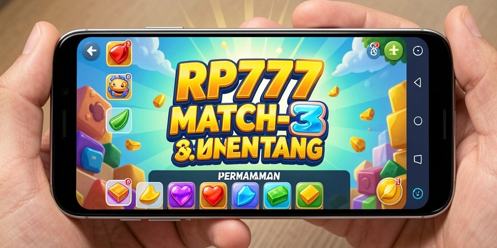 Screenshot gameplay RP777 menampilkan aksi Match-3 yang menarik.