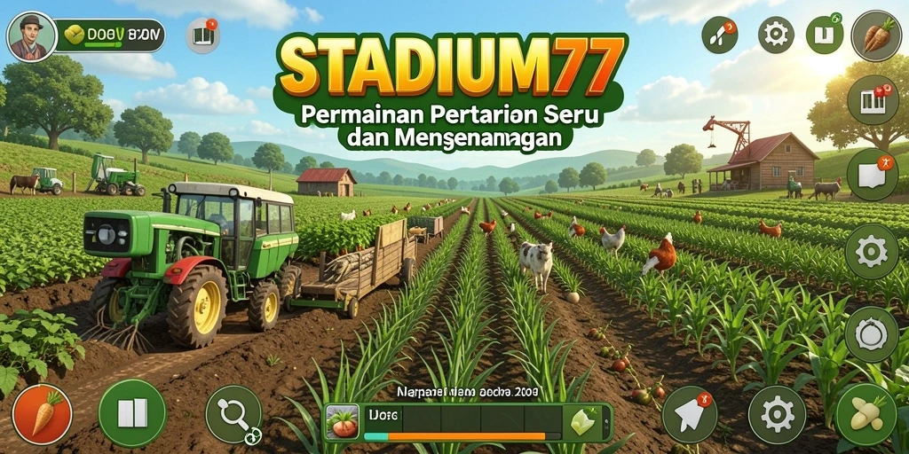 Tampilan gameplay STADIUM77 yang menarik dengan ladang yang subur.