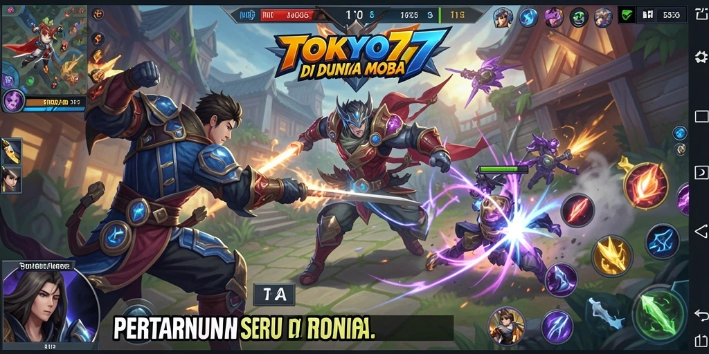 Gameplay seru dalam pertarungan MOBA yang dinamis.