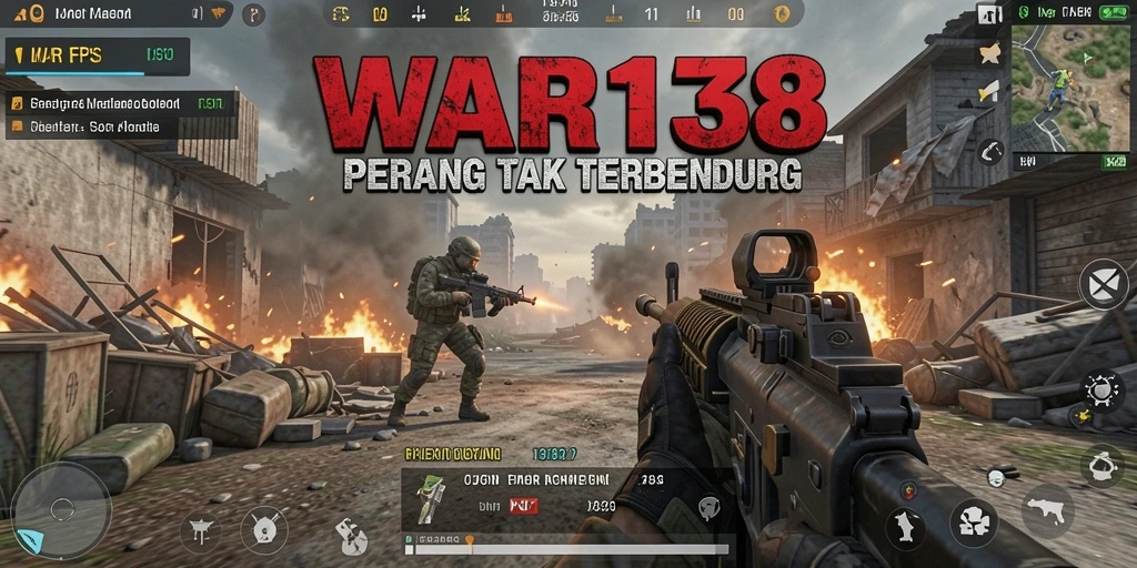 Screenshot WAR138 menampilkan aksi pertempuran yang mendebarkan dalam mode FPS.